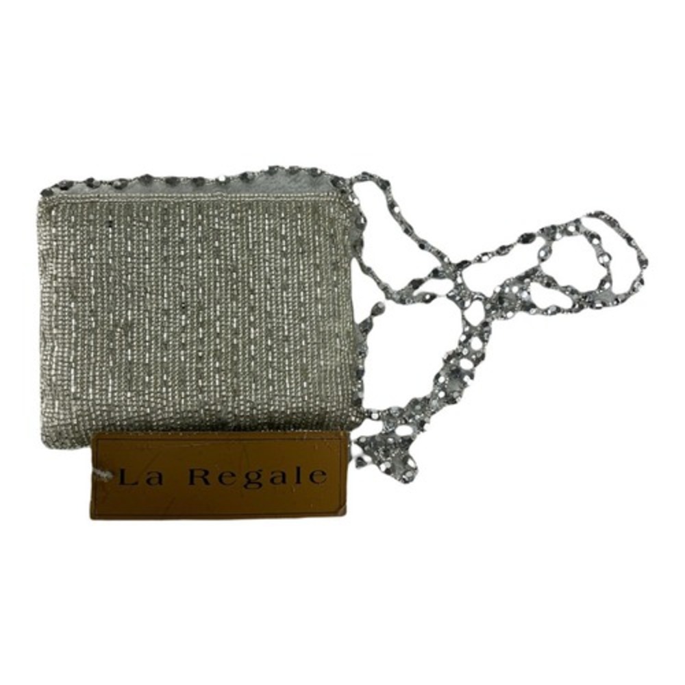La Regale Beaded Evening Bag Women Small Silver Vintage Crossbody Clutch
